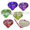 hotsale plastic heart shape compact mirror with rhinstones