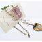Trending 2016 vintage design flower picture antique gold shield necklace