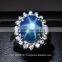 12x10 MM Blue Star Sapphire Ring Lab-Created Sterling Silver 92.5 Size 6.25