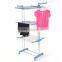 Three Layer Stainless Steel Stand Clothes Drying Rack Clothes Hanger Blue