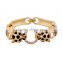 Graceful Women Cuff Bangles Statement 18k gold bracelets for Gold Plated Alloy double Leopard head Charm Bracelets