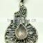 Rose Quartz Pear Oxidised Facet Pendant, 925 Solid Sterling Silver Pendants, Designer Bezel Jali Pendant