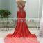 ASAP-03 One Shoulder Pleats Crystals Beaded Split Side A-line Court Train Red Evening Dresses