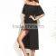 Bodysuits latest fashion design women clothing Black Off The Shoulder Jumpsuit With Skirt Overlay