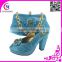 beautiful New style blue itlian shoes and match bags