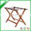 Popular sale hotel bamboo luggage rack with Nylon belt