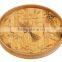 Family Custom Color Painting Round Bamboo Wooden Tray Charger Plate