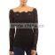 Scallop Neckline women Long Sleeve elegant lace tops blouses ,apparel woman