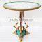 Elegant Dragonfly Design Porcelain With Brass Fruit Tray, Floral Painting Blue Porcelian Fruit Plate With Brass Side Handles
