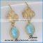 Fashion EarringJewelry Shinney Gemstone Hoop Earring with 18K Gold Plated