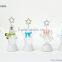 led acrylic crystal snowman with metal star white base name card holder for Christmas decoration