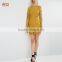 Mustard Lace Long Sleeve Paneled Floral Shift Dress Round Neck Zip Back Bodycon Dress HSD7906