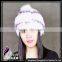 CX-C-58E Girls Fashion Wholesale Rex Rabbit Knitted Fur Hats Caps With Fur Ball