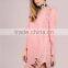 MGOO Women Longline Sweatshirt With Holes Distressed Curved Hem Tunic Dress Pink Long Sleeve
