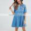 Fashion wholesale summer custom comfortable maternity dress with embroidery design maternity clothing women denim dress