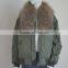Myfur MA1 Bomber Jacket Classic Aviator Military Style Flight Jacket with Detachable Fur Collar