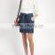 2017 top fashion lady cotton chambray drawstring mini denim skirt jeans mini skirts hot women skirt