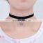 Custom Antique Silver Black Skull Velveteen Halloween Choker Necklace