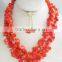 2015 fancy design !!! beauty jewelry by red coral jewelry set with necklace and earrings