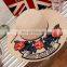 Flowers Patch Letters Embroid Large Eaves Straw Hat Holidays Sandbeach Topee