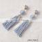 Gray And Light Blue Doubble Tassel Pendant Daggle Earring Gold Thread Wrapped Hand-made Charm Earrings