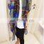 Blue Ttextured Geometric Ripple Gaze de Paris Simple Elegant Women Fashion Scarves