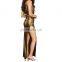 Gold Runway High Slit Sexy Drapery Slim Fit Backless Maxi Designer One Piece Party Dress