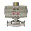 Sanitary 3pc Stainless Steel Actuated Tri-Clamped  Ball Valve with Actuator