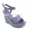 Latest ladies slippers shoes and china wholesale high wedge barefoot ankle sandals
