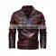 Wholesale custom men's  guy PU leather jacket large size stand-up collar embroidered motorcycle bomber jacket
