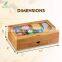 Premium Bamboo Tea Box Organizer Wood Tea Chest with Slide-Out Drawer Acrylic Window Magnet Lid Keeps Teabag Fresh