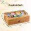 Premium Bamboo Tea Box Organizer Wood Tea Chest with Slide-Out Drawer Acrylic Window Magnet Lid Keeps Teabag Fresh