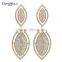 New Banquet Luxury Style Zircon Clear Stones Statement Design Wedding Drop Earrings