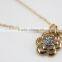 China supplier fashion jewelry gold plated beautiful metal crystal flower pendant necklace for wholesale