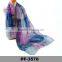 Summer Latest Design Fashion Beautiful Dubai Muslim Scarf Mixcolor Grid Logo Print Silk Scarf