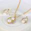 Gold Plated Elegant Fashion Inlaid Crystal Jewelry Sets Imitation Pearl Earrings Necklaces Ring Set For Women Wedding