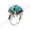 Turquoise cushion & amethyst round gemstone ring,sterling silver 925 rings wholesale jewelry