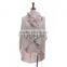 QD81003 Fashion Ladies Knitted Mohair Shawl Cape With Raccoon Fur Collar For Woman Winter Shawl