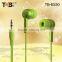 Colorful in-ear unique earphone earbuds for mobile phone/pc/laptop/music player