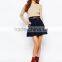 Women's Stretch High Waist Skirt Plain Skater Flared Pleated Sexy Mini Skirt