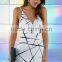 Black and white line print casual designer dress