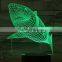 239-Shark Fish Living Shape 3d Optical Illusion Led Lamp Colorful Night Light Decor Desk Lamp Touching For Button