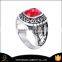 316L Stainless steel casting black silver big ruby stone men rings diamond jewelry ring for men