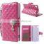 For Sony Xperia Z4 Wallet Leather Case Quilted Plaid Diamante Flower Pendant,For Sony Xperia Z4 Wallet Leather Case