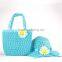 SH-007 Lastest Promotional Children Summer Beach Flower Straw Bag & Hat