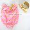 Seaside Bella Romper.Baby Swim Wear.Gold Dot Design With Headband.