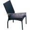 Outdoor Black Rattan Chairs and Table with Glass L80701
