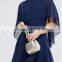 OEM Service Supply Type And Evening / Formal Dresses Type Elegant Evening Dress/ Navy Chiffon Dip Back Cape Mini Dress