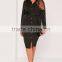 Plus Size Satin Button Through Belted Shirt Dress Rayon Black Long Sleeve Shirt Dress