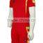 Customize short sleeve red colour football uniform with pants